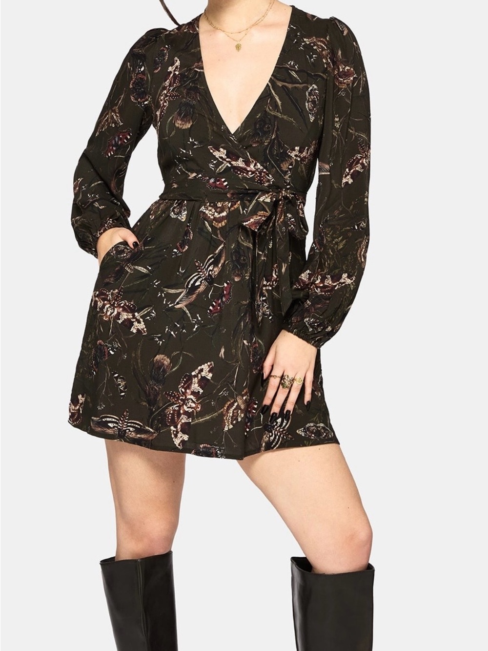 Disturbia Moth Mini Wrap Dress 10 NWT